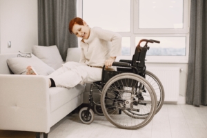 Woman in wheelchair